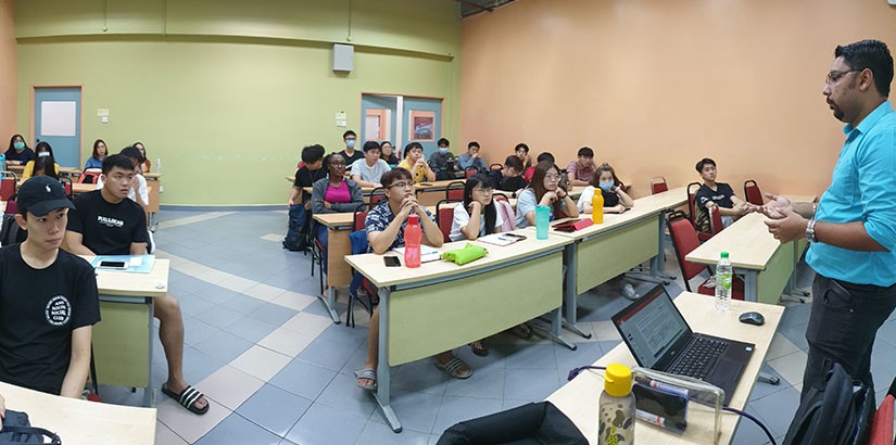 Keveljit gives his talk on Warehouse management to UCSI Logistics students.