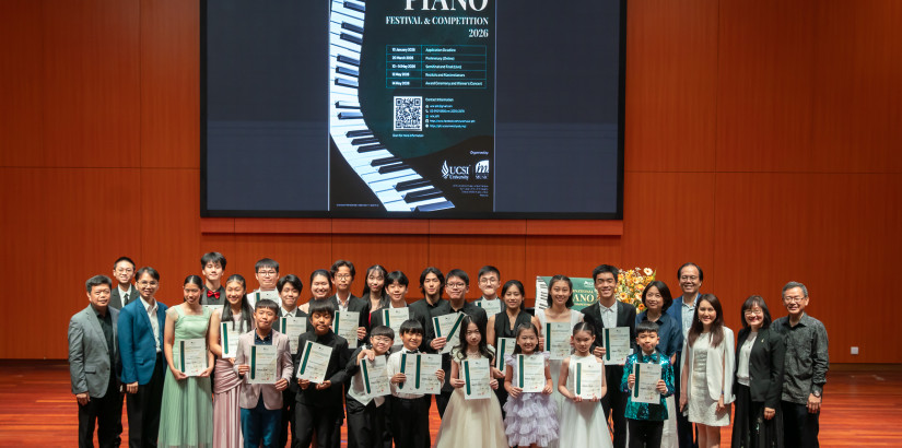 The winners, finalists, judges and esteemed guests of UCSI University’s 7th International Piano Festival and Competition (IPFC) after the Award Ceremony and Prize Winner's concert