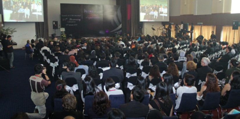 Guests enjoy a video montage illustrating the history of UCSI University during the launch of UCSI University’s 25th Anniversary Celebrations.