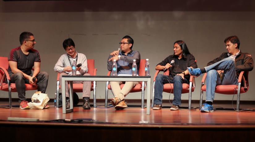 The panel members engrossed in debating the pros and cons of media censorship