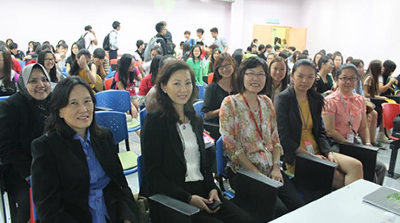 TO EDUCATE: (First row, from left – right) Mrs YC Chan – Chief Executive, MAICSA; Ms Chua Siew Chuan – Deputy President, MAICSA; Dr Chaw Lee Yen – Head, Department of Management Studies; as well as Ms Tan and Ms Evon Lim – lecturers of the Department of M