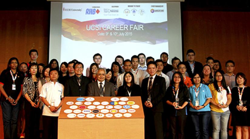  PARTNERSHIP: Representatives from 33 companies that made the UCSI Career Fair a success with UCSI Vice-Chancellor and President, Senior Professor Dato’ Dr Khalid Yusoff (in grey suit).