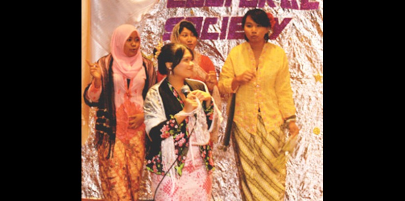 Representatives from the Malay Cultural Society presenting a Malay folk song