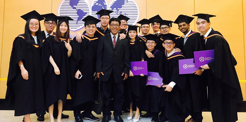 A group photo of the graduands with Bahri Mahmud from the Logistics Management department.