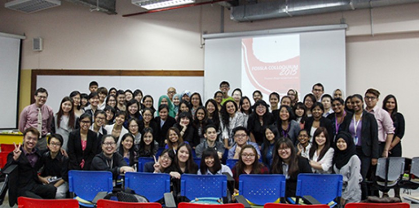 GROUP PHOTO: Professors and students of The Faculty of Social Sciences and Liberal Arts (FOSSLA) pose together for a group photo.