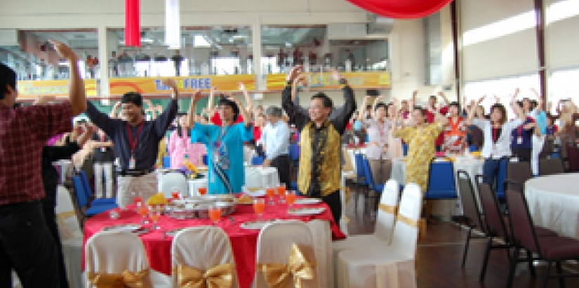 UCSI University staff members letting their hair down during a game