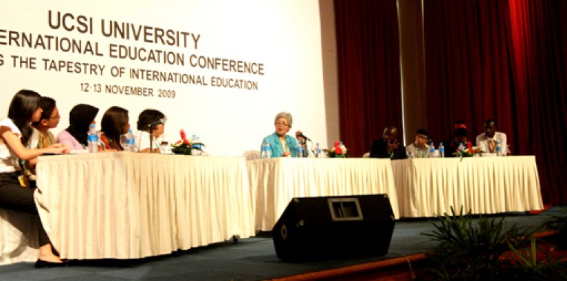 Dr. Irene Tan (in light blue coat) chairs the International Student Forum which comprised of students from Africa, Indonesia, and the Middle-East.