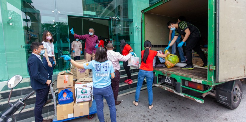 Donation items being loaded into the truck. 