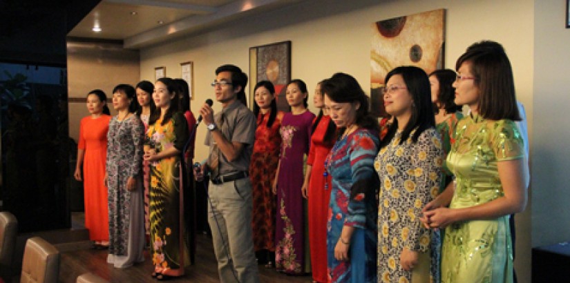 A Presentation of Peace: The English teachers from Vietnam presenting their song of peace during the graduation ceremony