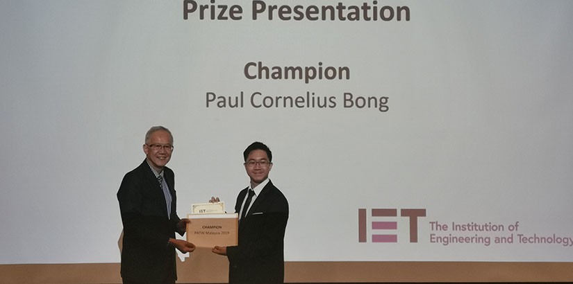Paul Cornelius Bong from Swinburne Sarawak IET On Campus was awarded the Champion of PATW 2019 National Level. 