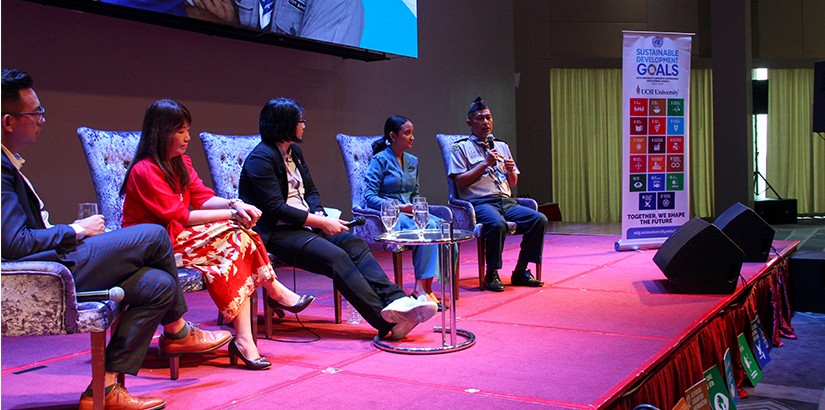 A photo of speakers during the “Engaging for the Betterment of Malaysia Through UN SDGs (National Partnership Summit).”