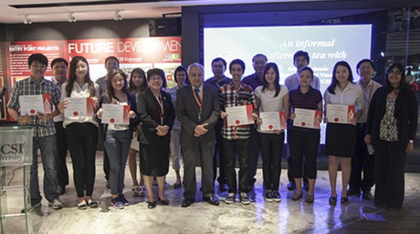  PRIDE: UCSI vice-chancellor and president Senior Professor Dato’ Dr Khalid Yusoff (middle) standing proudly with UCSI’s top scorers for the GCE A-Level November 2014 exam.