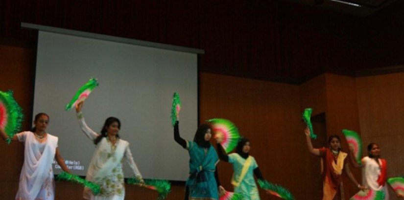 Nursing students staging a traditional Indian dance