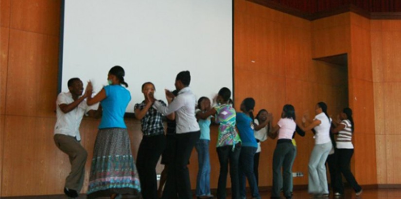 Some of the nursing students performing a traditional Botswana dance