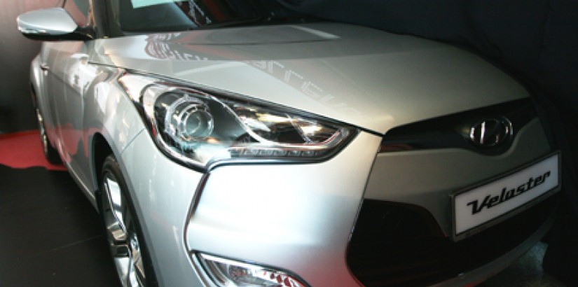  UPCLOSE: A close-up shot of the Hyundai Veloster model on display during the Hyundai “Veloster Challenge.”