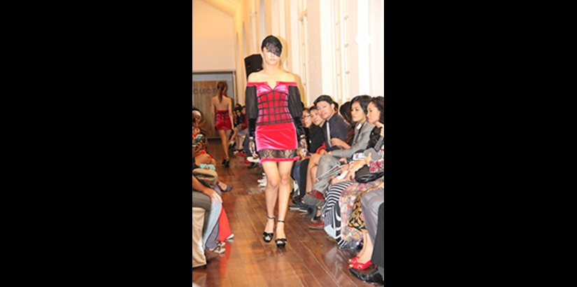  BOLD COLOURS: A model showcasing UCSI fashion student Bishrel Byambajav's designs during the graduation fashion show. Bishrel bagged all three awards.