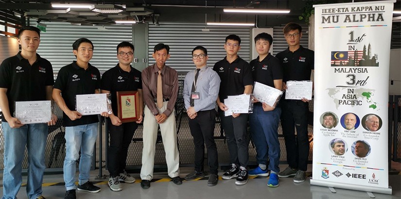 Committee Members for 2017-2018 (left to right): Christopher Ho Jie Hern (Logistics Head), Wong Jun Ying (General Secretary and Acting Vice President), Harry Hoon Jian Wen (President), Dr Rodney Tan (Faculty advisor), Dr Lim (Faculty advisor), Isaac Chen