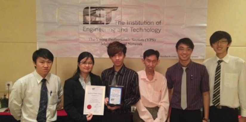  GROUP PORTRAIT: The University’s IET Student Chapter recently won second runner-up, beating out various local universities in the process. Secretary Loh Yuen Peng (second from left) poses for a group shot with UCSI’s IET Student Chapter advisor Assoc Pro