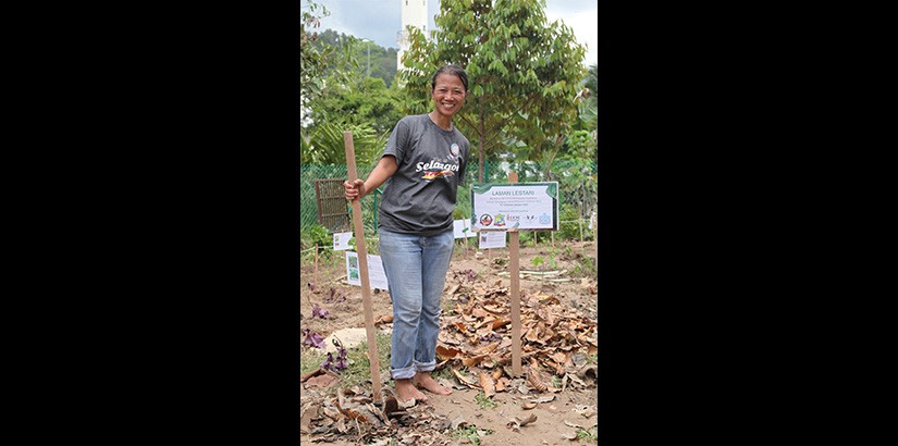 Norani Abu Bakar in the garden.