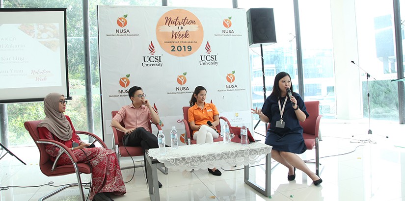 From left, Adibah Zakaria, Aaron Ang Aun Yuan, Karen Ngooi and NUSA Club Advisor, Assistant Professor Dr Serene Tung En Hui as the moderator