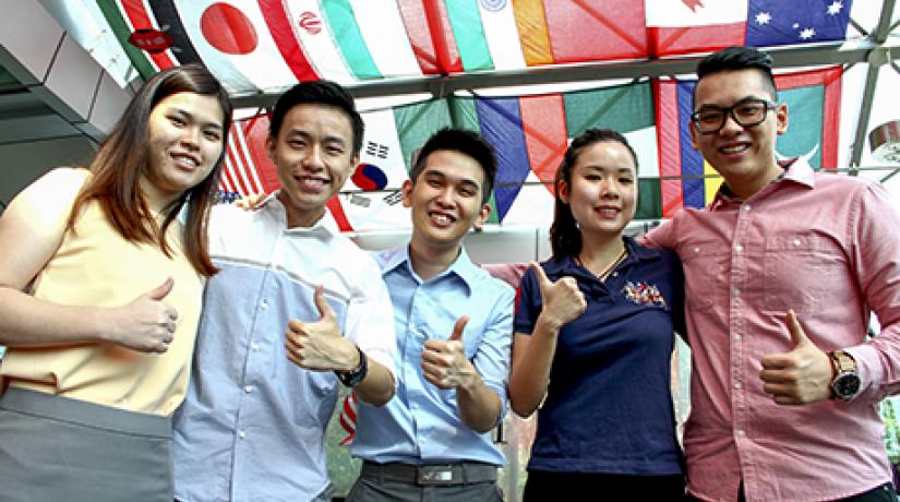  WNNING SMILES: (from left to right) Final year students Loke Pui Yee, Chang Jang Sen, Kho Lik Yeh, Lim Yijean and Ng Han Ject are grateful for the experience as it widened their perspectives.