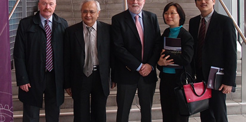 Senior Prof Dato’ Dr Khalid Yusoff, Vice-Chancellor and President together with two UCSI University's representatives visiting the Engineering Building of NUI-Galway – a 40 million euros, award winning teaching facility which demonstrates that engineering