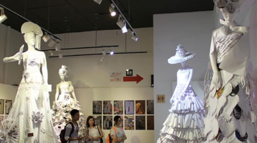  [THE PAPER DRESSES]: Four non-wearable dresses made entirely of paper by UCSI fashion students.