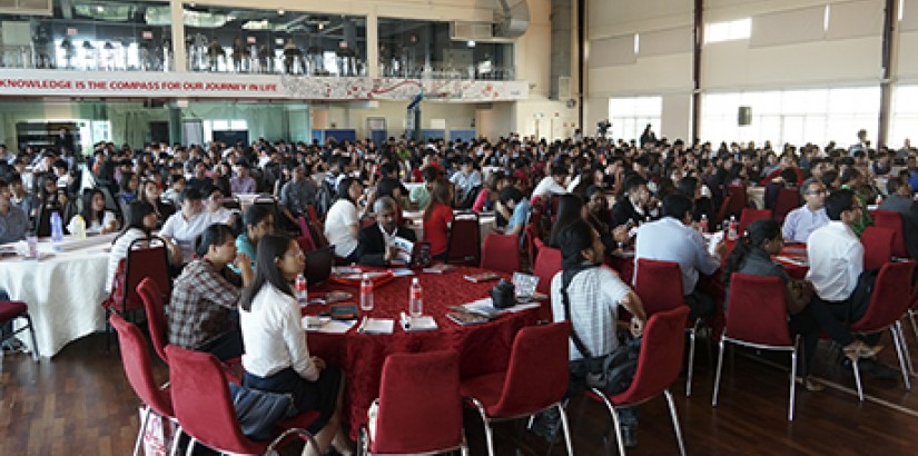 FOCUS: Participants focused on gaining insightful thoughts from speakers Leong, Marina, Phng and Yong.