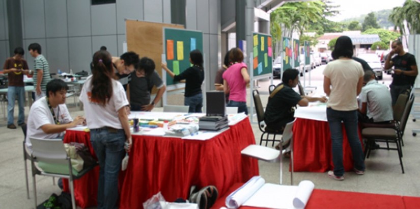The “Tunnel of Eustress Lifestyle Exhibition” displaying information on positive and negative stress and coping techniques