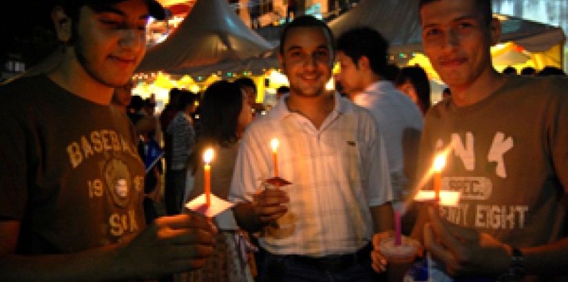 Iranian students sharing the joy of the celebration