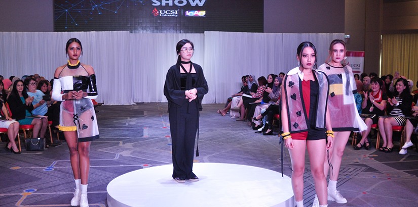 Receiver of the Best Collection Award in the Diploma category, Eveelyn Woon (middle), impressed the jury with her unique and bold designs.