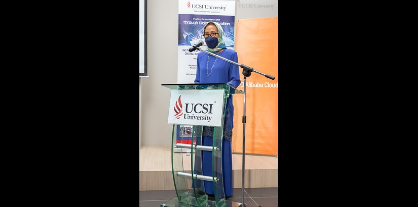 Dr Siti Hamisah speaking at the Exchange of Memorandum of Agreement (MoA) Documents ceremony at UCSI Kuala Lumpur campus, today.