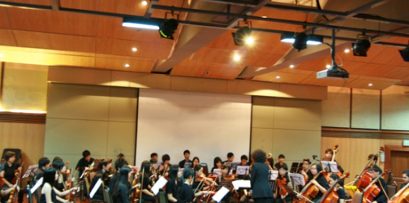 The orchestra preparing to play