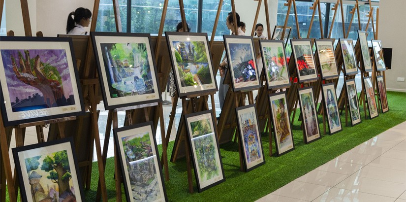 Some of the participants artwork presenting the theme “Green City” for mySENI 2019 Painting Competition.