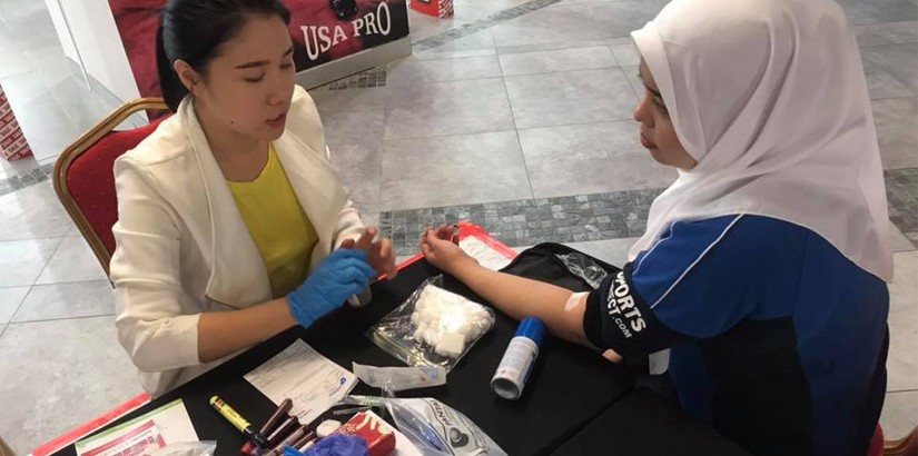 Some of the shoppers and checking up their blood pressure. 