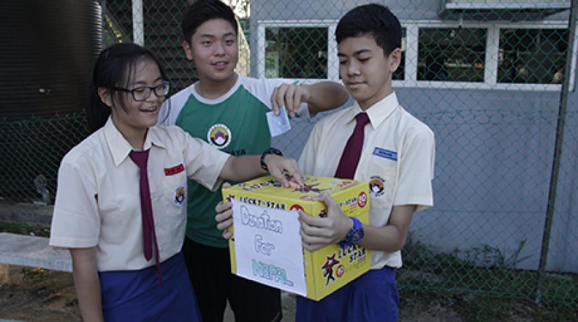 EVERY PENNY COUNTS: Students of Sekolah Sri UCSI sacrificed their lunch money to help victims of the earthquake.