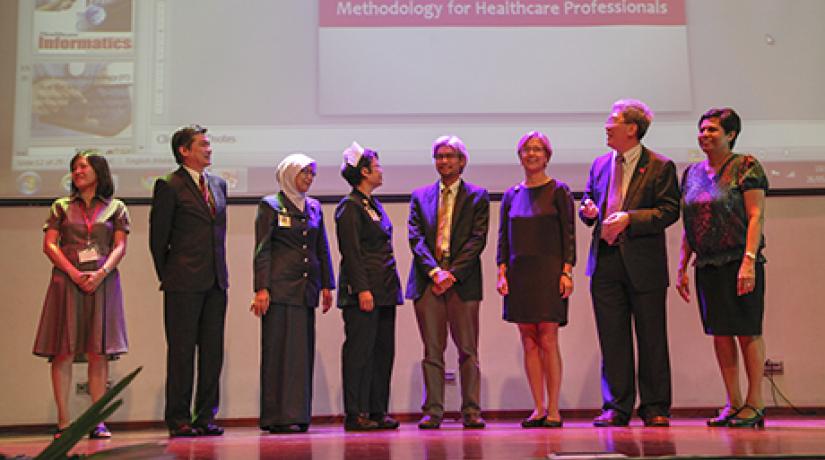  LAUNCHED: (right to left) Assoc Prof Jeya, Prof Dr Teoh, Dr McCathy, Dr Mohd Azrin and Asst Prof Lim (second from left) launching the three new programmes from the School of Nursing.