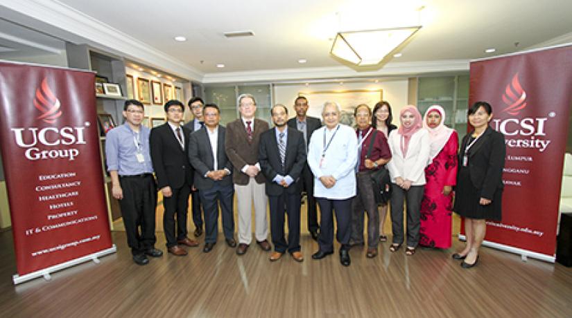  GROUP PHOTO: Colonel Dr Abdul Malik Sulaiman Khalaf Al Kharusi (sixth from left) and UCSI’s vice-chancellor and president, Senior Professor Dato’ Dr Khalid Yusoff (eight from left) were joined by the UCSI academic members in a group photo.
