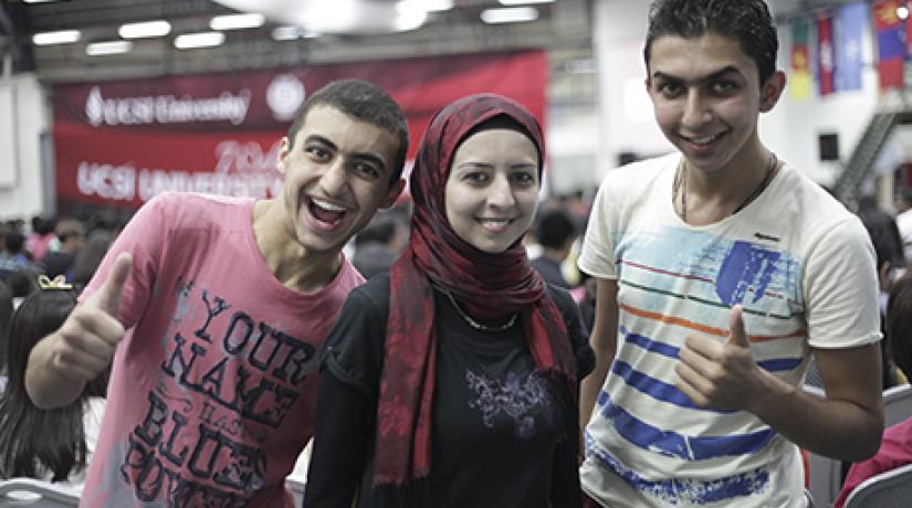  THE SIBLINGS: From left: Ahmed Ziad Fawzi, Maryam Zeyan Fawzi, and Abdalla Ziad Fawzi from Iraq.