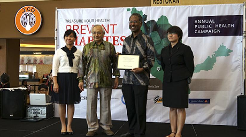  SHOWING SUPPORT: (left-right) Assoc Prof Dr Yeong, Senior Prof Khalid, Dr Balachandran and Bruyns, the student organising committee chairperson, during the Public Health Campaign officiating ceremony.