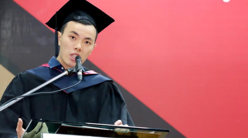 Soh Wei Ming, Valedictorian Class of 2017, urged his fellow graduands to pursue their passion.