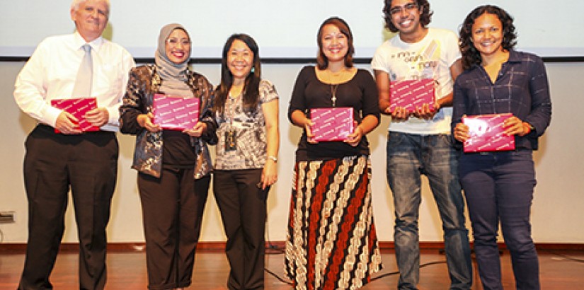  THE JUDGES: (from right): Sharmin Parameswaran, owner of Interpr8 Art Space; Sukhbir Cheema, UCSI alumni and writer; Sheena Baharudin, founder of performing arts event NUMINOUS; Asst Prof Dr Ivie Carbon Esteban, Organising Chair; Nabila Najwa, internatio