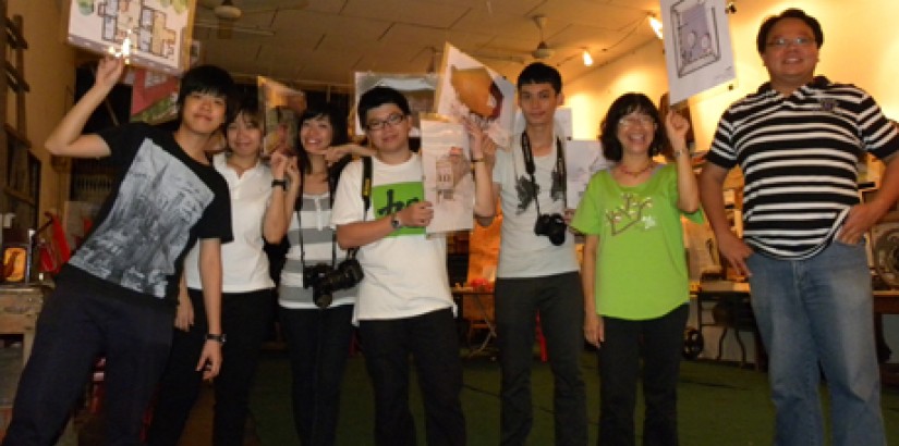 HANDS-ON: UCSI University Architecture students posing with their sketches and other artwork during the exhibit organised for their host families.