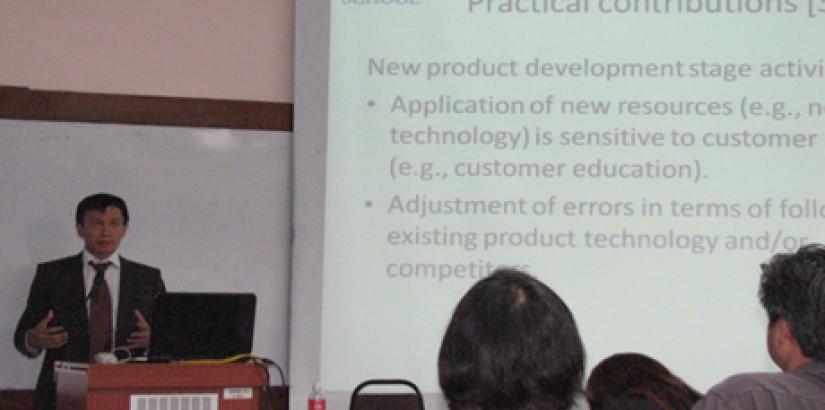 Prof. Eng Teck Yong delivering his Talk, “Enhancing Product Newness”.