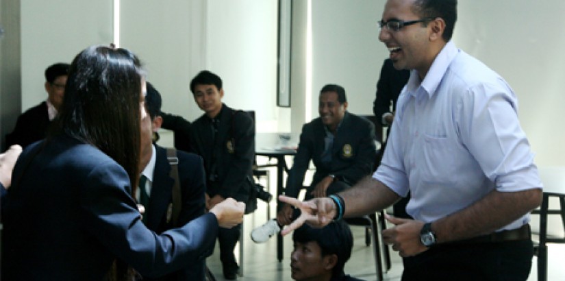 BREAKING THE ICE (From left): A student from RRU playing “Rock, Paper, Scissors” with one of UCSIU’s Student Council members as part of the “Evolution” ice-breaker during the visitation on Oct 23, 2012. BREAKING THE ICE (From left): A student from RRU playing “Rock, Paper, Scissors” with one of UCSIU’s Student Council members as part of the “Evolution” ice-breaker during the visitation on Oct 23, 2012.