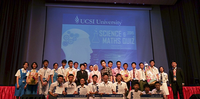  WINNERS ALL: The winners with Asst Prof Dr Tan (centre in suit) and Choong Wai Seng (left in suit) with the quiz winners.