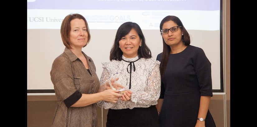 A representative from UN Office of Country Representatives and the advisor from India, Dr Zinaida Fadeeva, and UCSI Sarawak’s chief operating officer Mukvinder Sandhu.