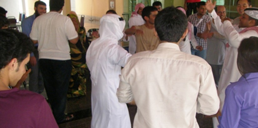 Students and teachers took part in an Arabian revelry of impromptu group dancing.