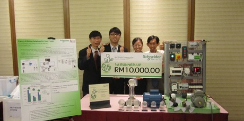 UCSI University recently bagged the first runner-up prize at the Schneider Electric University Challenge 2011, wining them RM10,000 including a group trophy and certificates for their invention on an Integrated Energy Saving System.