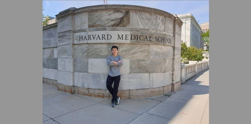 Tan stood proudly outside the Harvard Medical School 